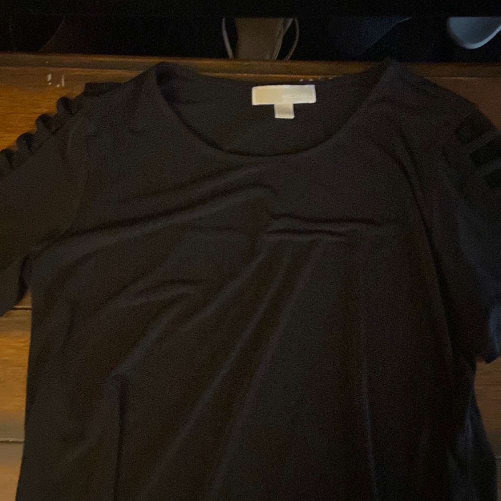 Black mk shirt with cut out sleeves